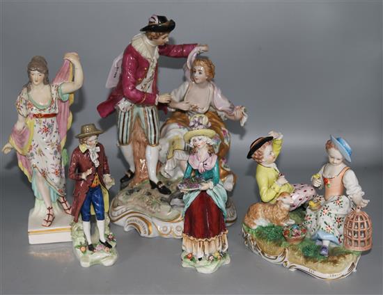 Seven Continental porcelain figures